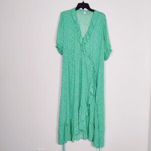 Old Navy Womens Floral Wrap Maxi Dress Green Midi Dress Size XL